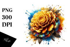 Detailed Shiny Watercolor Splash Marigold Clipart Product Image 3