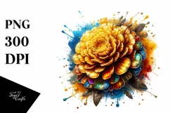 Detailed Shiny Watercolor Splash Marigold Clipart Product Image 3