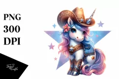 Cute Unicorn with Cowboy Hat from Shimmering Star | Clipart Product Image 1
