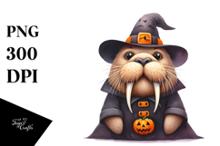 Funny Halloween Walrus Sublimation Clipart Product Image 1