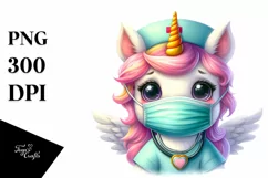Cute Baby Unicorn with Nurse Mask | Sublimation | Clipart Product Image 3