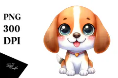 Happy Beagle Cartoon in Watercolor Product Image 1