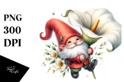 Floating Gnome with Calla Lily PNG Product Image 1