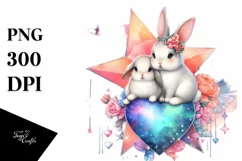 Colorful Baby Rabbit on Star, PNG Product Image 1