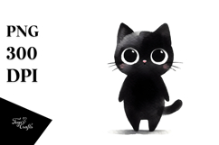 Funny Black Cat Watercolor Image Product Image 1