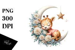 Cute Baby Giraffe Christmas Watercolor Clipart Product Image 1