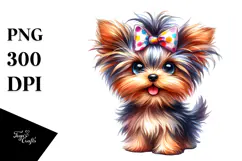 Happy Baby Yorkshire Terrier Cartoon PNG Product Image 1