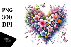 Spring Flowers Heart Digital PNG Product Image 1