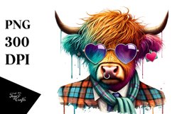 Highland Calf with Heart Sunglasses, PNG Product Image 1