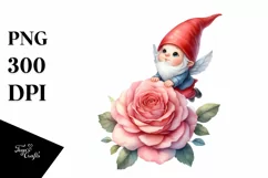 Watercolor Gnome Rose | Sublimation | Clipart Product Image 3