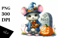 Halloween Baby Mouse with Grave | Sublimation | Clipart Product Image 3