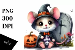 Halloween Baby Mouse with Grave | Sublimation | Clipart Product Image 3