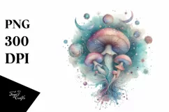Detailed Celestial Mushroom Illustration, PNG Product Image 3
