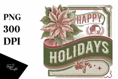 Retro Happy Holidays Clipart PNG Product Image 5