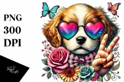 Puppy with Heart Sunglasses, PNG Product Image 1