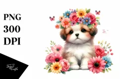 Cute Puppy Flower Crown Clipart Product Image 3