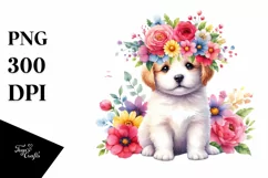 Adorable Puppy Flower Crown Clipart Product Image 3