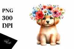 Lovely Puppy Flower Crown Clipart Product Image 1