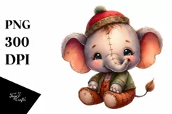 Colorful Baby Old Plush Elephant | Sublimation | Clipart Product Image 3