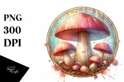 Wooden Small Stained Mushroom Watercolor Splash PNG Product Image 3