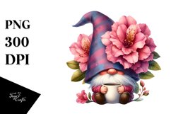 Cute Gnome with Rhododendron Cup PNG Product Image 1