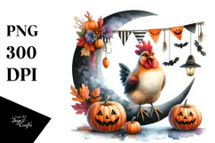 Halloween Chicken Moon Design, Transparent PNG Product Image 1