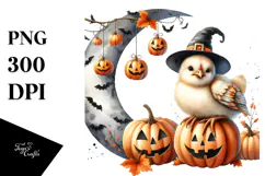 Halloween Chicken Moon Design, Transparent PNG Product Image 1