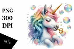 Colorful Baby Unicorn Blowing Bubbles, Transparent PNG Product Image 3