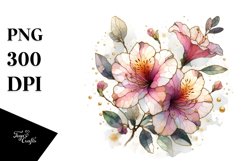 Watercolor Stained Azalea | Sublimation | Clipart Product Image 3