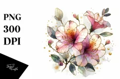Watercolor Stained Azalea | Sublimation | Clipart Product Image 3
