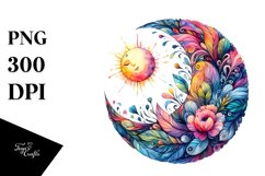Whimsical Half Moon Watercolor PNG Product Image 3