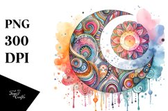 Whimsical Half Moon Watercolor PNG Product Image 3