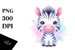 Vibrant Cute Zebra Watercolor Clipart Product Image 1