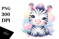 Vibrant Cute Zebra Watercolor Clipart Product Image 1