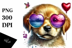 Colorful Puppy with Sunglasses, Transparent PNG Product Image 1