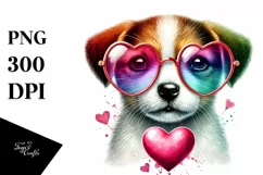 Puppy with Heart Sunglasses PNG Product Image 1