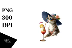 Watercolor Cat Beachwear PNG Product Image 1