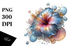Abstract Hibiscus Round Wood Splash PNG Product Image 1