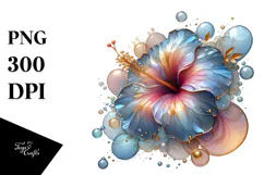 Abstract Hibiscus Round Wood Splash PNG Product Image 1