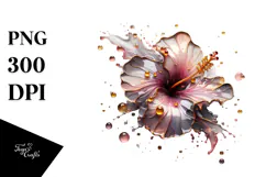 Abstract Hibiscus Round Wood Splash PNG Product Image 1
