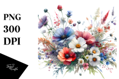 Colorful Washed Watercolor, Wild Flowers, PNG Product Image 1