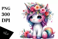 Cute Baby Unicorn Sitting PNG Product Image 3