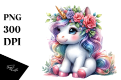 Cute Baby Unicorn Sitting PNG Product Image 1