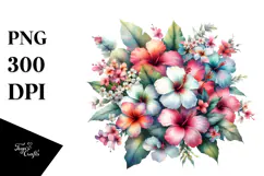 Washed Colorful Flowers PNG Product Image 1