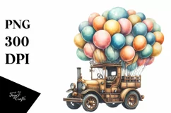 Vintage Excavator with Huge Balloons, Centered PNG Product Image 3