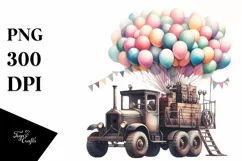 Vintage Escavator Balloons, High-Res PNG Product Image 3