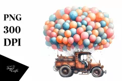 Vintage Escavator Balloons PNG Product Image 3