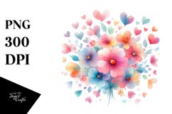 Simple Boho Hearts Flower, PNG Product Image 1