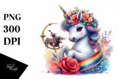 Colorful Baby Unicorn with Bullfighting Ring, High-Res PNG Product Image 1