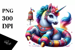 Colorful Baby Unicorn with Bullfighting Ring, High-Res PNG Product Image 3